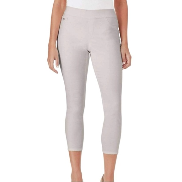 NWT Nine West Heidi Pull On Crop Pants, Size 10 in Color Stone Twill Stretch - Picture 1 of 8